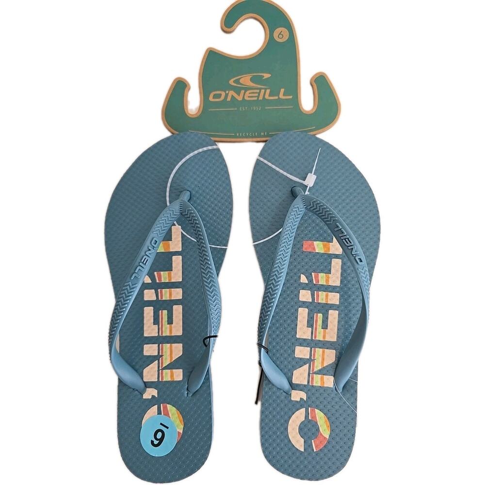 O’Neill Bondi Flip Flops Women Blue NWT Beach Sandals Size 10 Surf New